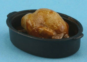 Dollhouse Miniature Chicken In Black Pan